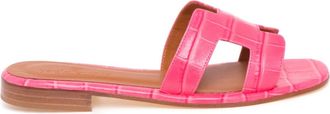 Paolo Ferrara Ciabatta met krokodillenprint - Dames - Sandalen - Roze - 38 EU - Leer - Schoenen