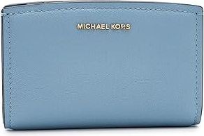 Michael Kors Bryant Medium Zip Around Wallet Wallet Womens Handbags Chambray, Cotton/Leather
