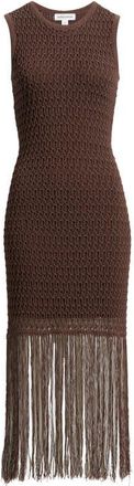 Nordstrom Sleeveless Fringe Knit Dress in Brown Roast at Nordstrom, Size Xx-Small