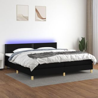 vidaXL Vidaxl - Cama Box Spring Con Colch&oacute;n Led Tela Negro 200x200 Cm