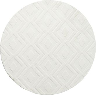Beliani Alfombra Para Sala De Estar Moderna Forma Redonda Jacquard 160 X 160 Cm Pelo Corto Blanco Crema Kevirel