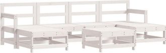 vidaXL 7 Piece Garden Lounge Set White Solid Wood Pine Vidaxl