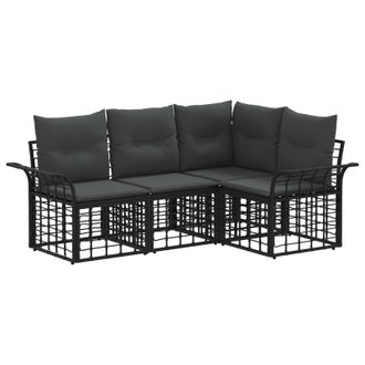vidaXL Conjunto De Sof&aacute;s De Exterior 4 Pcs Negro Y Gris Oscuro Vidaxl