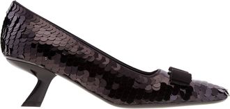 Ferragamo Ferragamo Anz Sequin Vara Bow Pumps, Size 7 C
