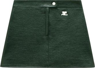 Courr&egrave;ges Groene Vinyl Minirok met Snap Button - Dames - Korte rokken - Groen - XS - Rokken