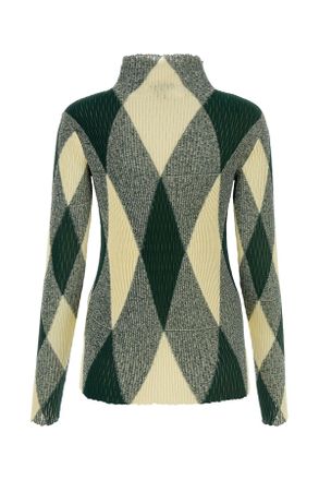 Burberry Ivyippattern Cotton Mulberry Silk Maglieria Sweater