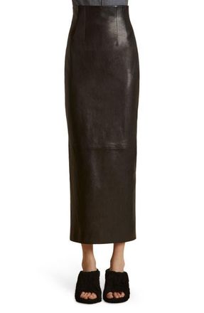 Khaite Loxley Fitted Leather Skirt in Black at Nordstrom, Size 6