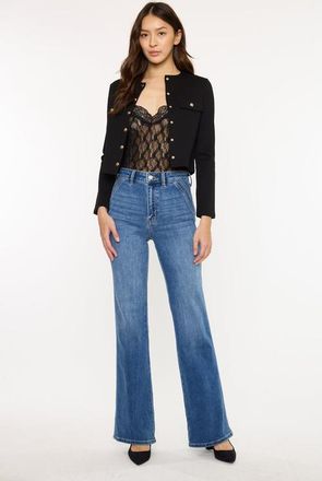 Kancan Celia Ultra High Rise Wide Flare Jeans in Medium Wash at Nordstrom, Size 29