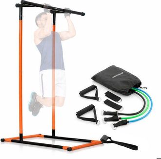 InnovaGoods Barra De Tracci&oacute;n - Innovagoods - Pack Estaci&oacute;n + Bandas Tribainer - Ajustable 114-191 Cm - Soporte 110 Kg - Tubos 38 Mm