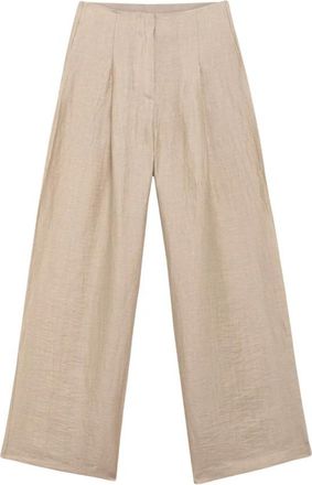 Alpha Studio Pantalone Pince Aperta - Dames - Wijde Broeken - Beige - M - Katoen - Broeken