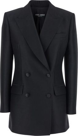 Dolce & Gabbana Black Solid Peaked Lapel Blazer