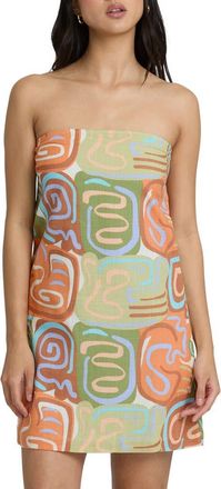 Billabong Summer Glow Strapless Minidress in Orange Multi at Nordstrom, Size X-Large