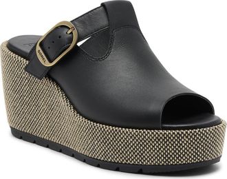 Sorel Sunpeak Platform Wedge Sandal in Black/Natural at Nordstrom, Size 10.5