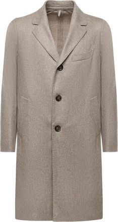 Santaniello Enkelrijige Jas van Wolmix - Heren - Mantel - Beige - 2XL - Wol - Jassen