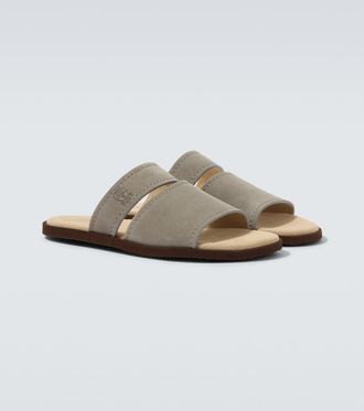 Brunello Cucinelli Sandalias de ante con logo