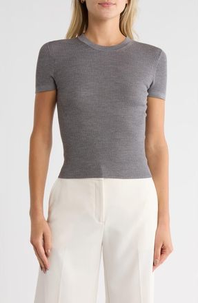 TWP Tease Short Sleeve Wool Sweater in Medium Heather Grey at Nordstrom Rack, Size X-Small
