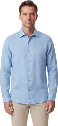 Lords of Harlech Uomo Solid Long Sleeve Fine Linen Shirt in Laurent Blue at Nordstrom, Size Xx-Large