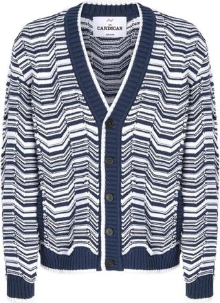 Missoni Cardigan - Heren - Vesten - Blauw - XL - Katoen - Truien & Vesten