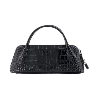 Tory Burch Lock Top Handle Bag - Dames - Tassen - Zwart - Maat: ONE Size Leer