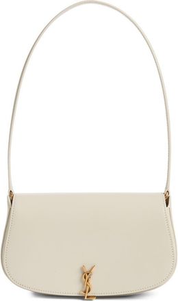 Saint Laurent Mini Cassandre Flap Leather Shoulder Bag in Cream Soft at Nordstrom