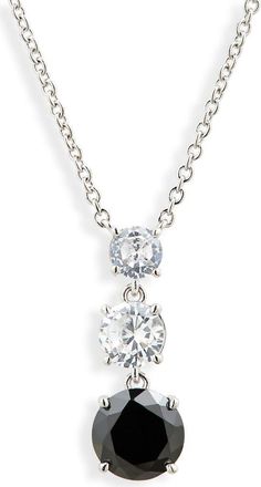 Nadri Triple Drop CZ Pendant Necklace in Rhodium at Nordstrom Rack
