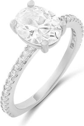 SHYMI Oval Cut Cubic Zirconia Cocktail Ring in Silver at Nordstrom, Size 8