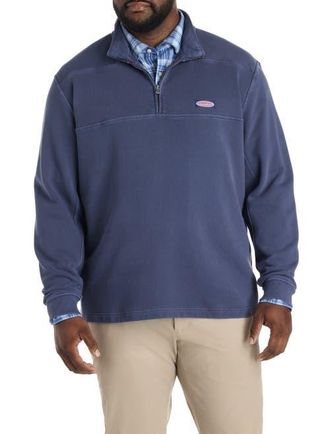 Vineyard Vines Big & Tall Surf Terry 1/4-Zip Shep Shirt in Nautical Navy at Nordstrom, Size 2X Big