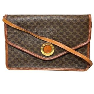 Celine Pre-owned Cross Body Bags, female, Brown, Size: ONE SIZE Pre-owned Macadam Leather Shoulder Bag