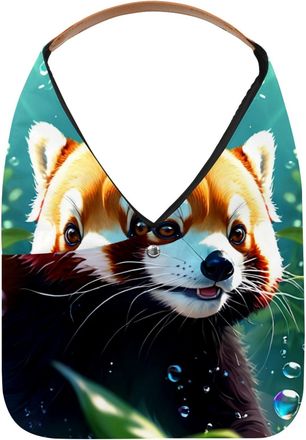 Generic Lovely Raccoon Swims Underwater Reusable Lightweight Grocery Bags - Foldable Into Compact Pouch, Washable & Sturdy, Multipurpose for Shopping and Trav
