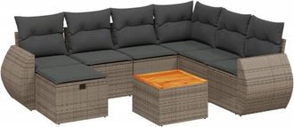 vidaXL Vidaxl - Set De Sof&aacute;s De Jard&iacute;n 8 Pzas Y Cojines Rat&aacute;n Sint&eacute;tico Gris