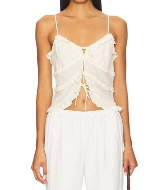Astr Islah Tie-Front Top In Cream