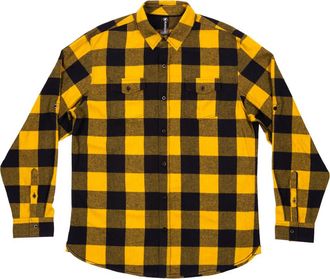 Burnside Plaid Flannel Shirt in Gold/Black at Nordstrom Rack, Size Xx-Large