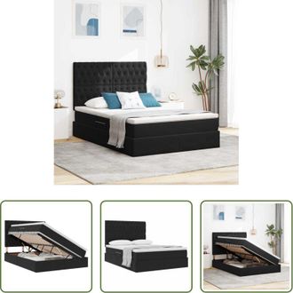 vidaXL vidaXL Illuminazione LED - Letto con contenitore e materasso Nero 140 x 190 cm Velluto