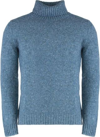 Moorer Truien & Vesten, Heren, Blauw, L, Wol, Heather Wol Kasjmier Coltrui Pullover