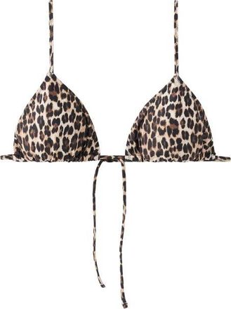 Mango Leopard Triangle Bikini Top in Brown at Nordstrom, Size X-Small