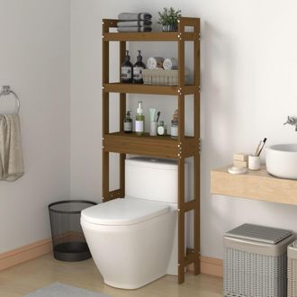 vidaXL Estante De Ba&ntilde;o Madera Maciza De Pino Marr&oacute;n Miel 63x26x171 Cm Vidaxl