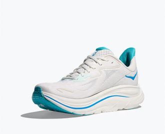 Hoka One One Mens Clifton 10 Running Shoes In White/skyward Blue