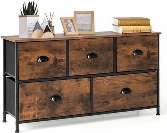 Costway 5 Drawers Dresser Organizer 2-Tier Fabric Storage Organizer Chest of Drawers