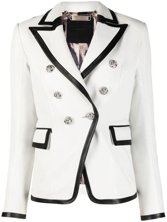 Philipp Plein two-tone leather blazer - women - Leather - S - White