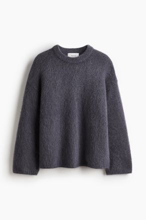 H&M Oversize-Pullover aus Mohairmix - Dunkelgrau