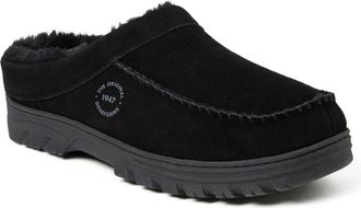 Dearfoams Mens Reed Genuine Suede Moccasin Toe Clog Slipper