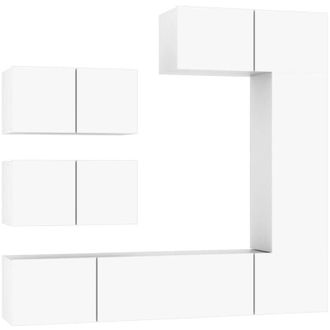 vidaXL Set De Muebles Para Tv 6 Piezas Madera Contrachapada Blanco Vidaxl