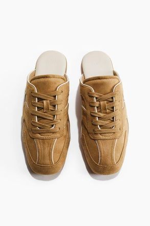 H&M Trainer-style Leather Mules in Dark Beige at Nordstrom, Size 10