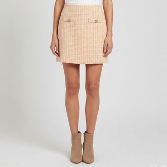Maje Pink/orange Tweed Mini Skirt
