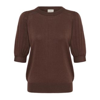 Kaffe Gebreide kleding - Dames - Ronde hals truien - Bruin - XS - Truien & Vesten