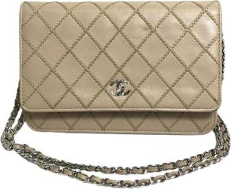 Chanel Pre-owned Fur wallets - Dames - Vintage Schoudertas - Beige - ONE Size - Leer - Vintage