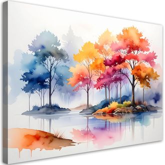 Feeby Impresi&oacute;n De Imagen Bosque Colorido Paisaje En Tonos Pastel 100x70