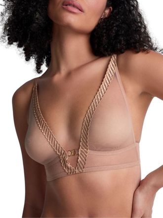 Aubade Womens Sheer Emotion Triangle Bralette - Beige polyamide - Size Large