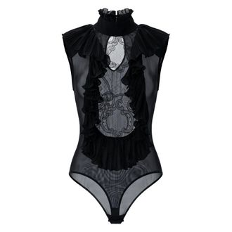 Elisabetta Franchi Bodysuit van georgette en kant - Dames - Tops - Zwart - Maat: S Zijde