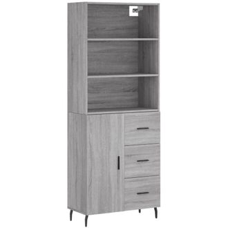 vidaXL Vidaxl - Aparador alto madera contrachapada gris sonoma 69,5x34x180 cm